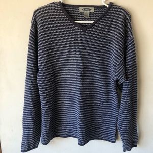 Vintage Women Old Navy V Neck Blue Striped Sweater